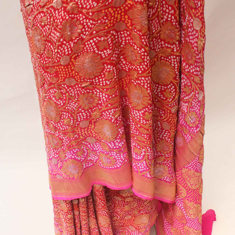 
                      
                        Red Rani Shaded Banarasi Bandhani Jaal Saree
                      
                    