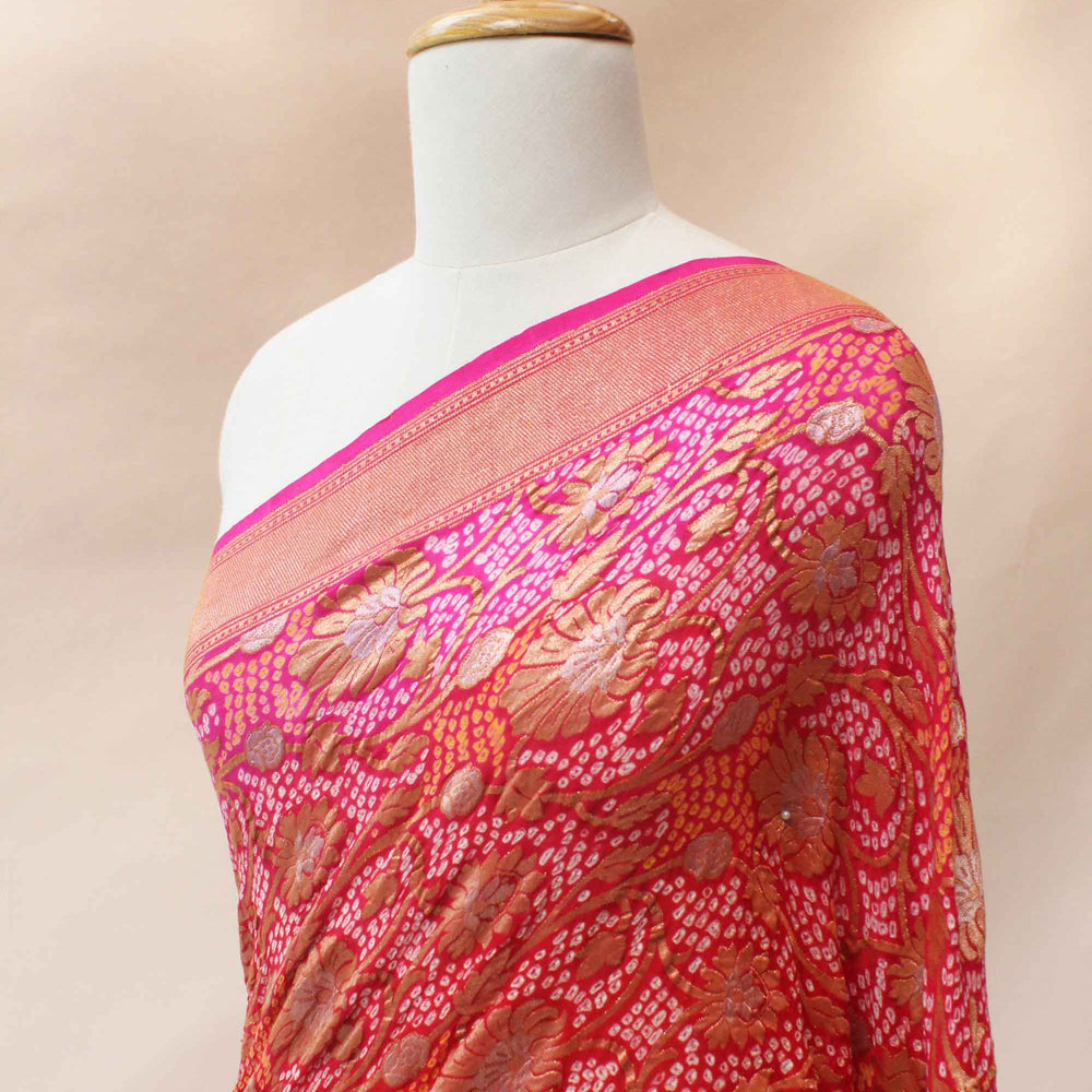 
                      
                        Red Rani Shaded Banarasi Bandhani Jaal Saree
                      
                    