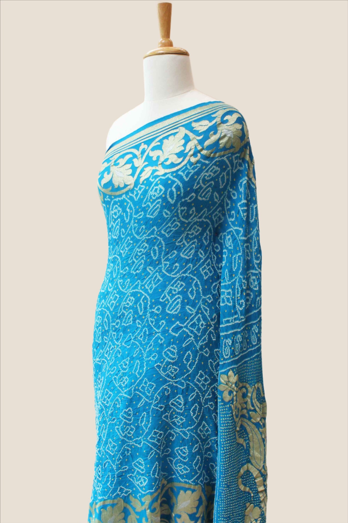 Prussian Blue Banarasi Bandhani Saree