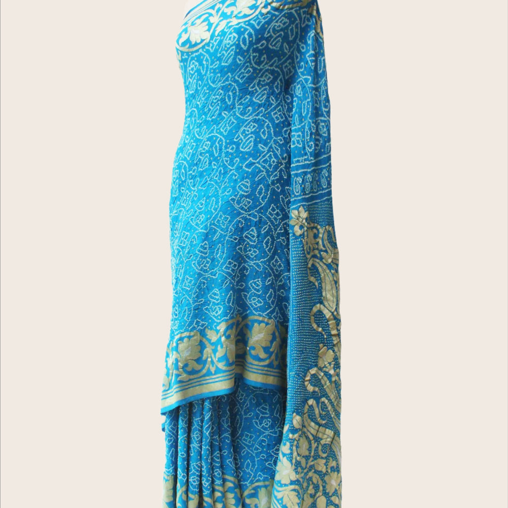 
                      
                        Prussian Blue Banarasi Bandhani Saree
                      
                    