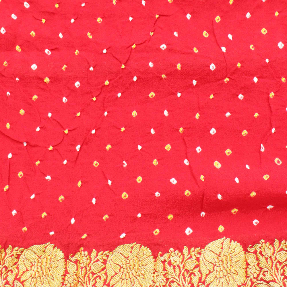 
                      
                        Deep Red Banarasi Bandhani Saree on Pure Georgette
                      
                    