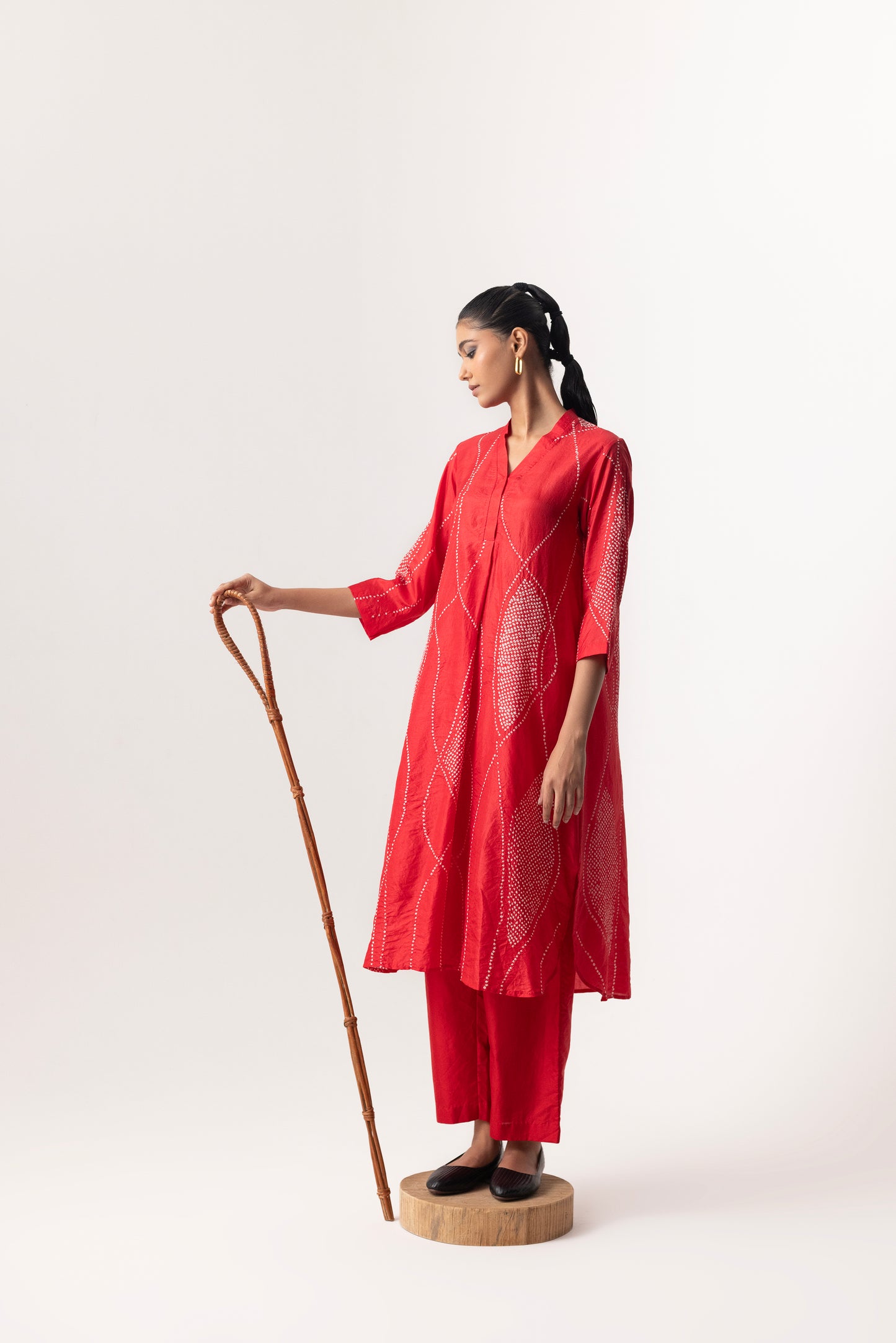 Bandhani Maze Coord Set By Naina Jain-Red