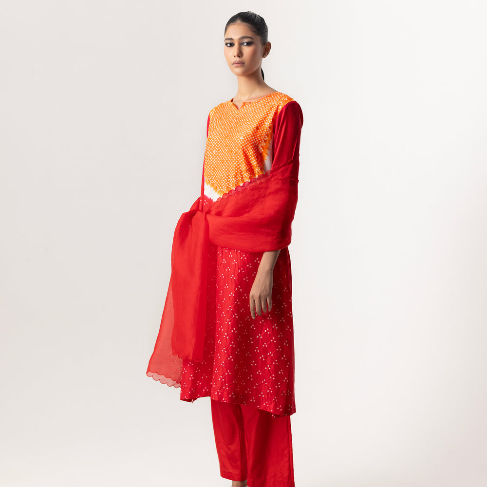 Siya Suit Set - Orange Red