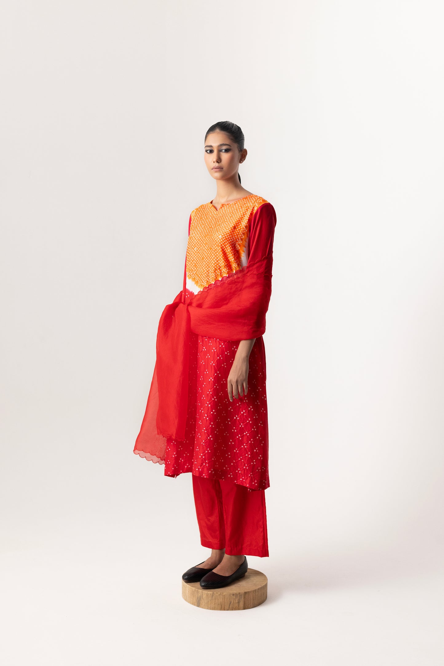 Siya Suit Set - Orange Red