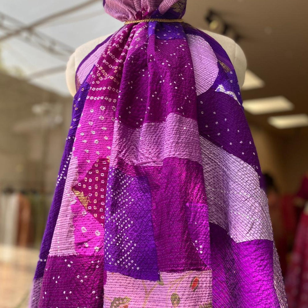 
                      
                        Naina Jain Bandhani Silk Patchwork Saree_Purple
                      
                    