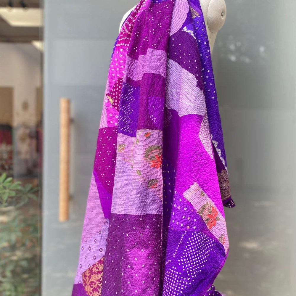 
                      
                        Naina Jain Bandhani Silk Patchwork Saree_Purple
                      
                    