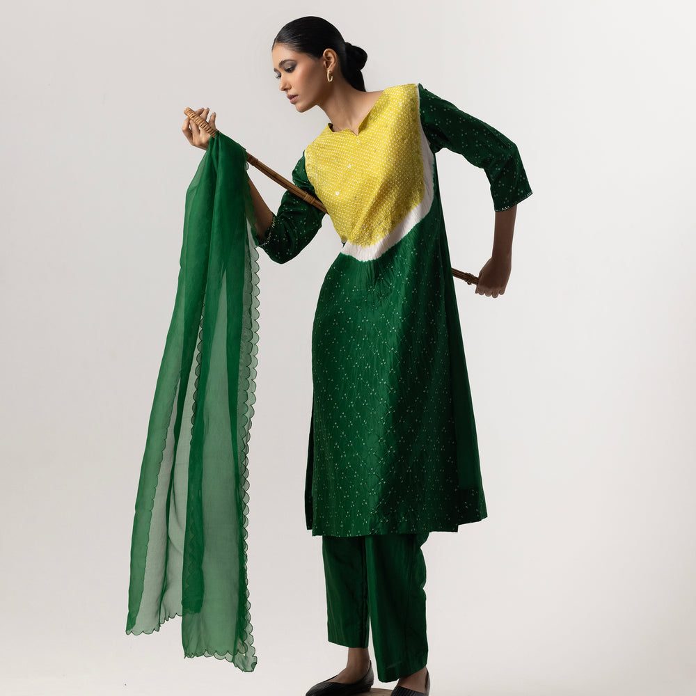 
                      
                        Bandhani Mirror Coord Set by Naina Jain-Green
                      
                    