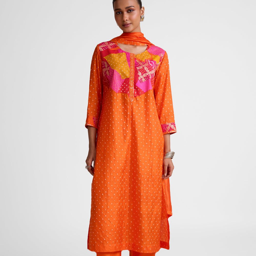 Boro Yoke Suit Set - Orange