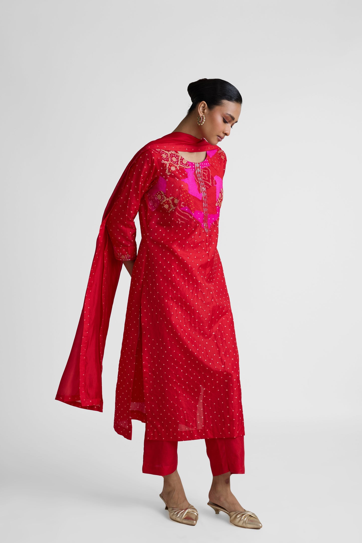 Boro Yoke Suit Set - Red