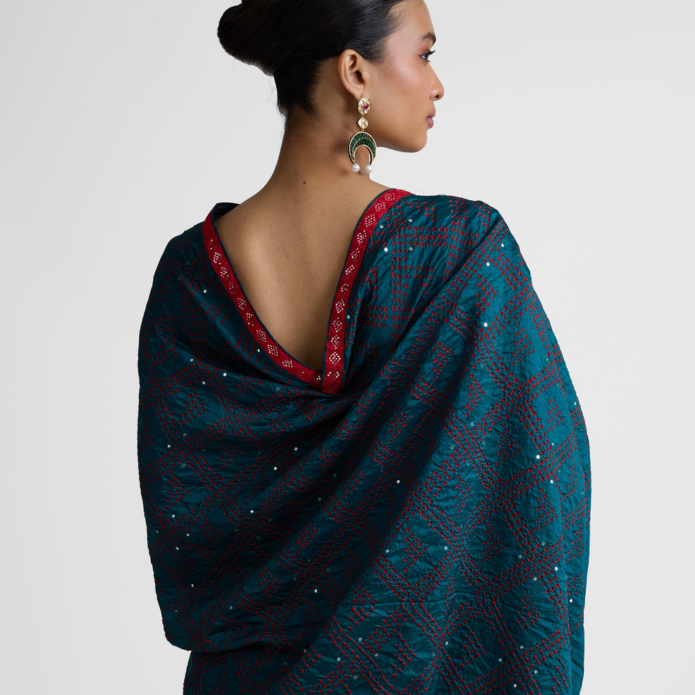 
                  
                    Silk Bandhani Saree - Teal Blue
                  
                