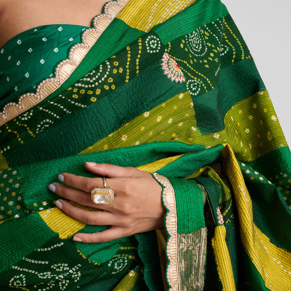 
                  
                    Rectangle Patch Saree - Green
                  
                