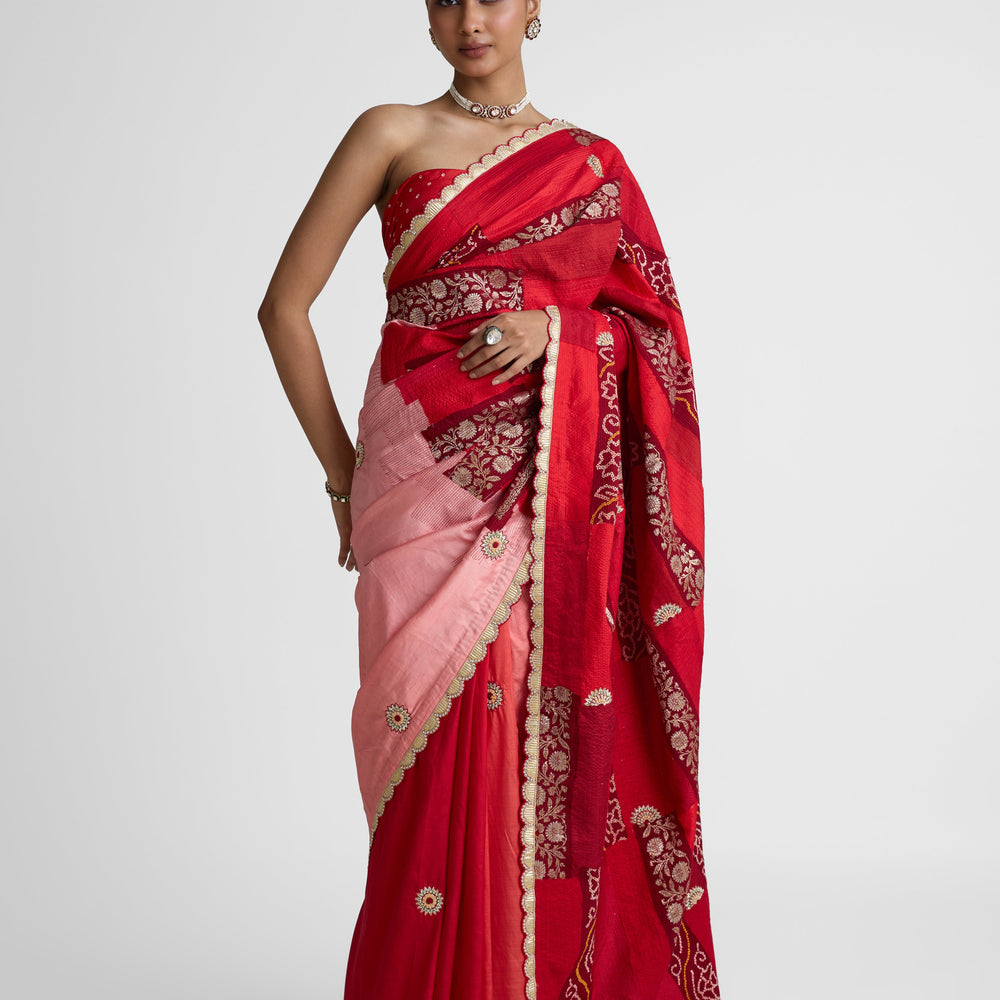 Rectangle Patch Saree - Maroon