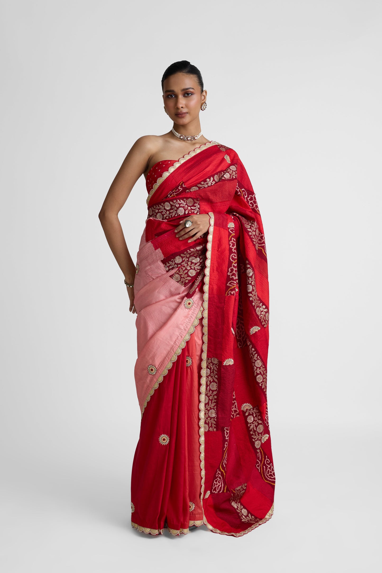 Rectangle Patch Saree - Maroon