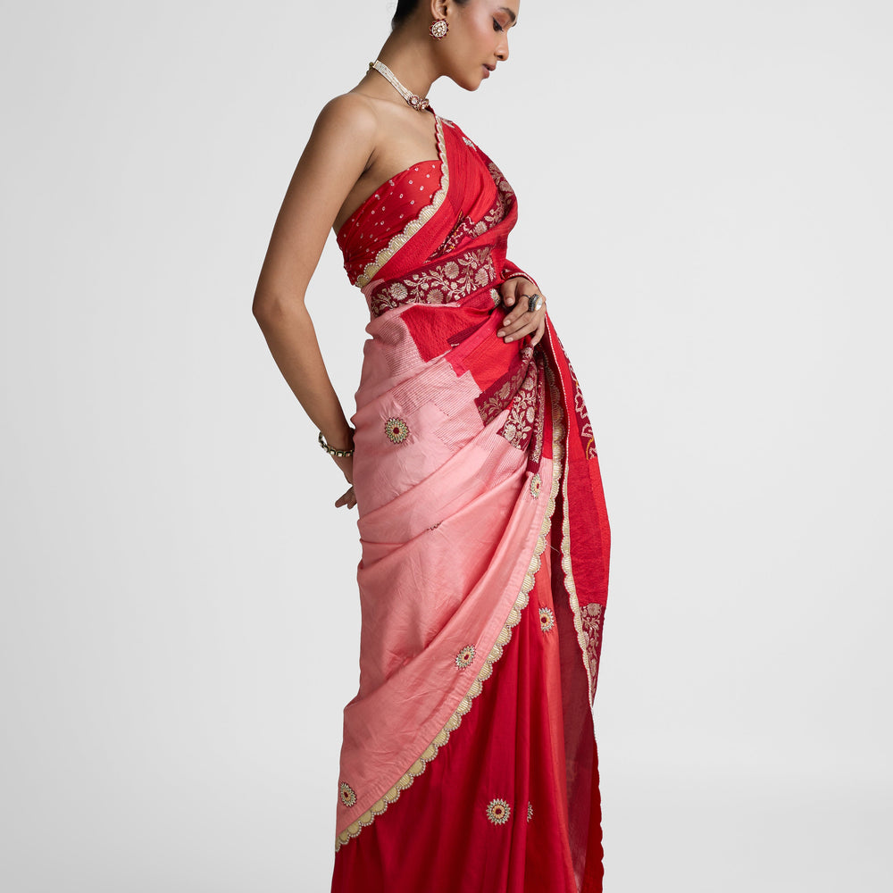 Rectangle Patch Saree - Maroon