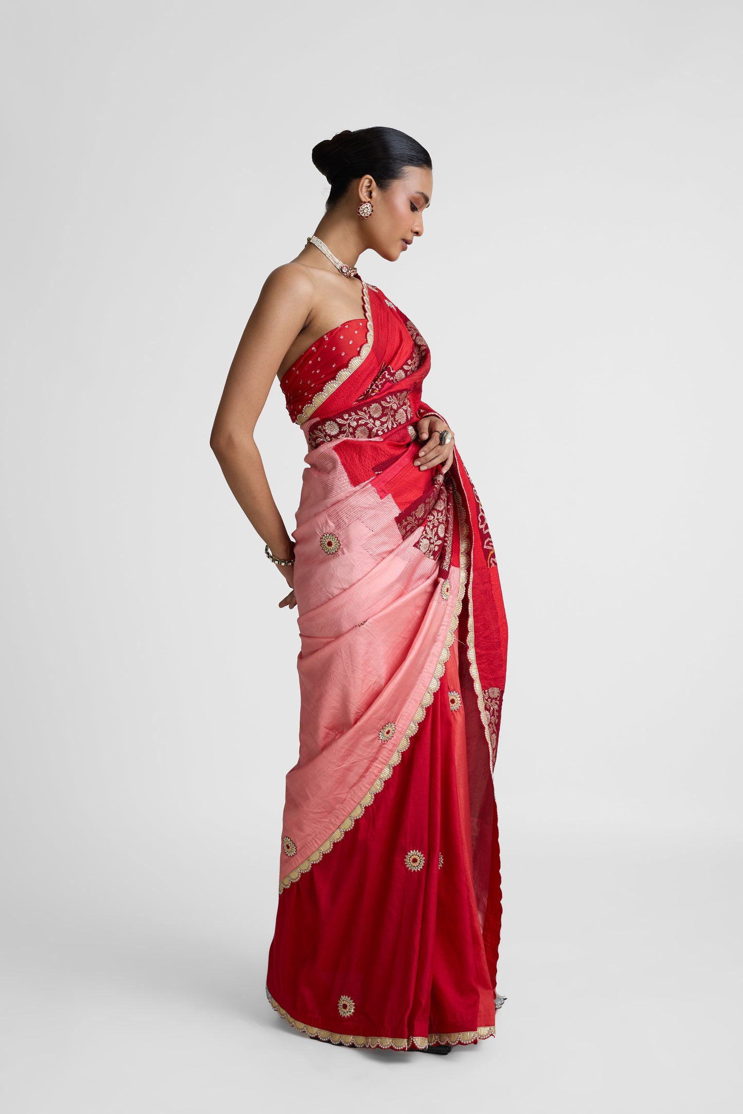 Rectangle Patch Saree - Maroon