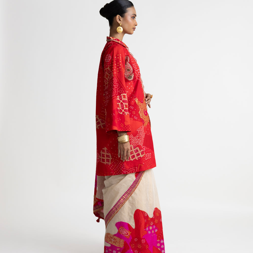 
                  
                    Boro Jacket Saree - Red
                  
                