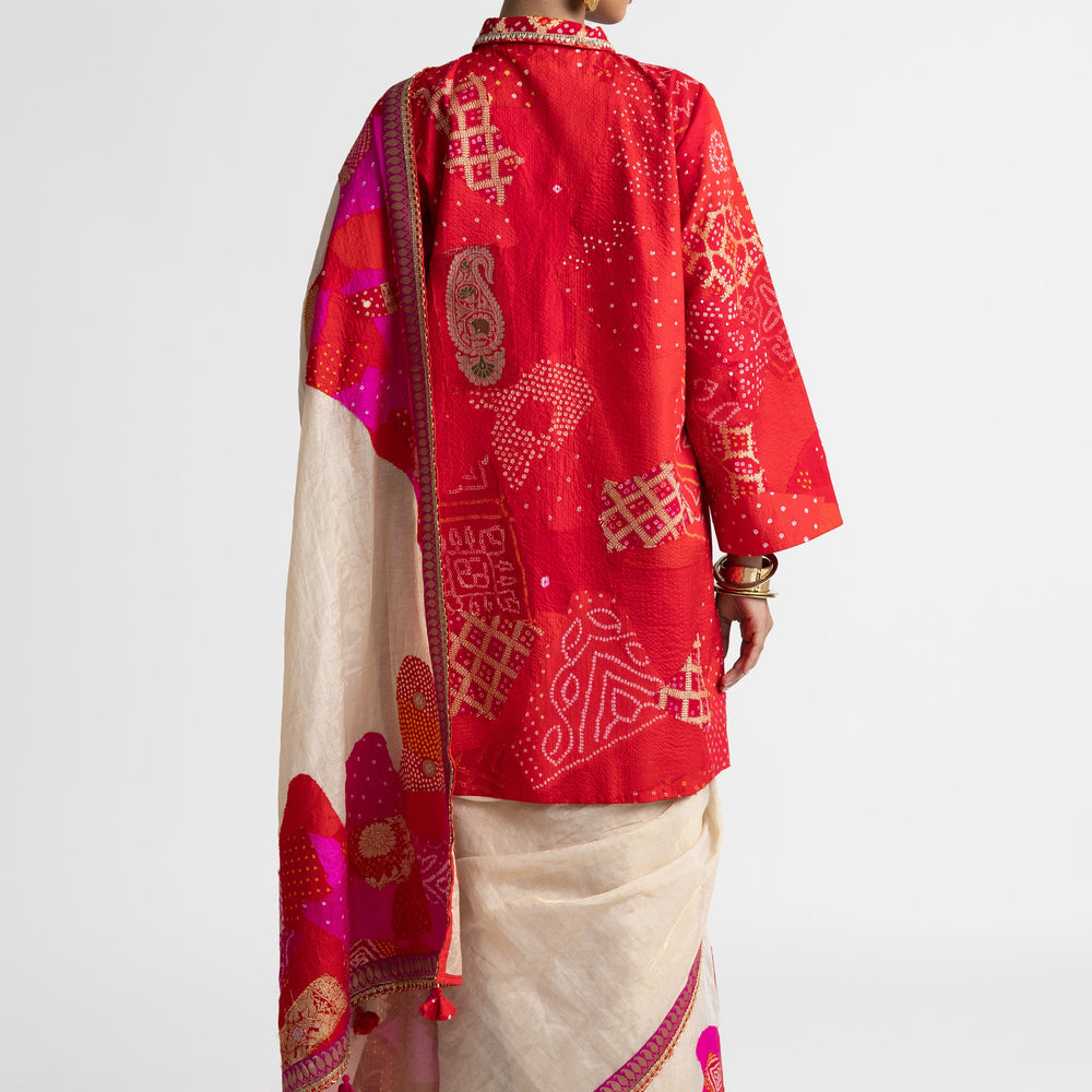 
                  
                    Boro Jacket Saree - Red
                  
                