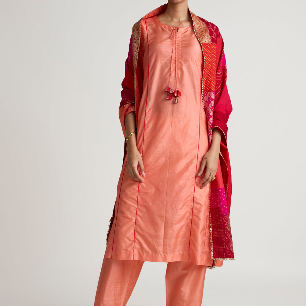 
                  
                    Boro Dupatta Suit Set - Peach Tomato
                  
                