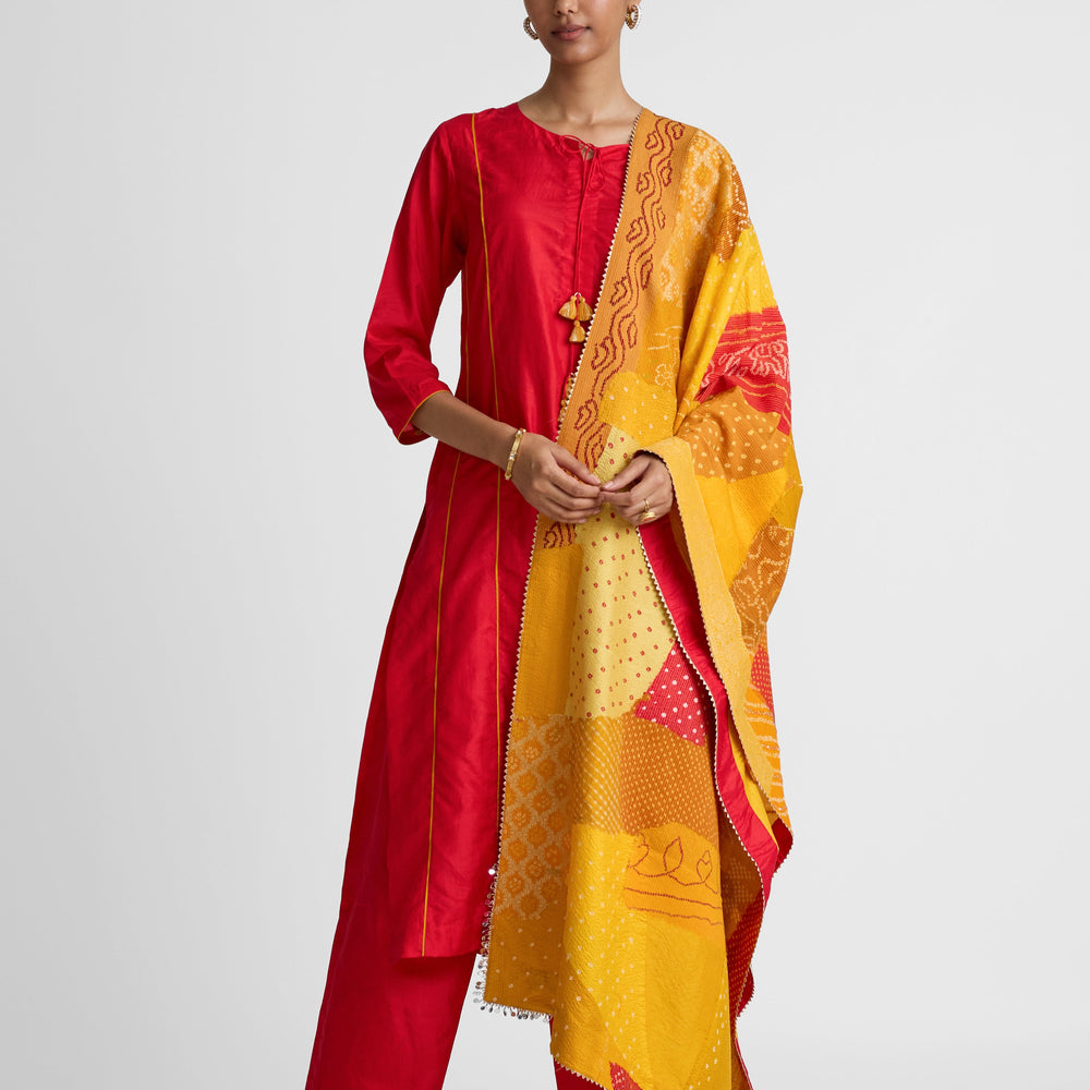 
                  
                    Boro Dupatta Suit Set - Red Yellow
                  
                