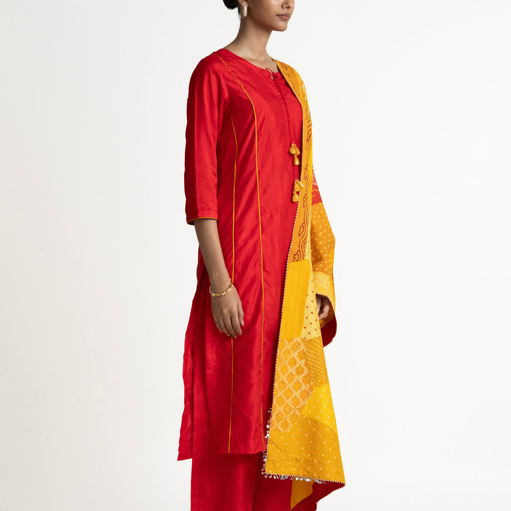 
                  
                    Boro Dupatta Suit Set - Red Yellow
                  
                