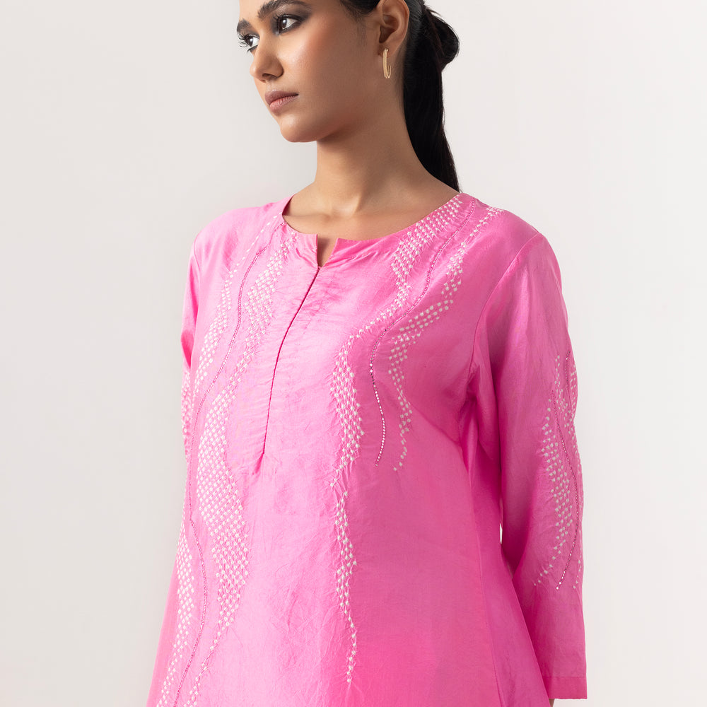 
                      
                        Bandhani Waves Suit Set by Naina Jain-Baby Pink
                      
                    