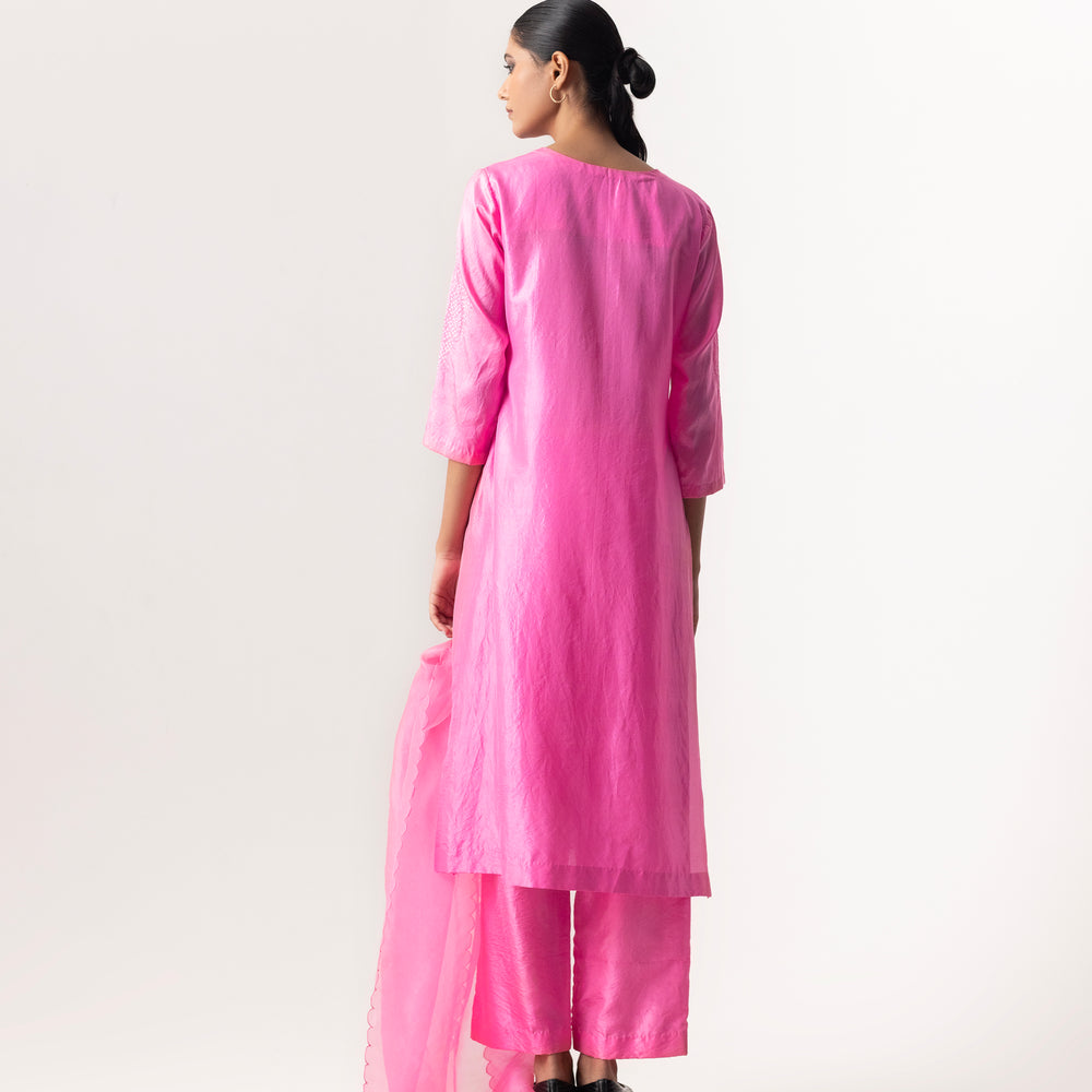 
                      
                        Bandhani Waves Suit Set by Naina Jain-Baby Pink
                      
                    