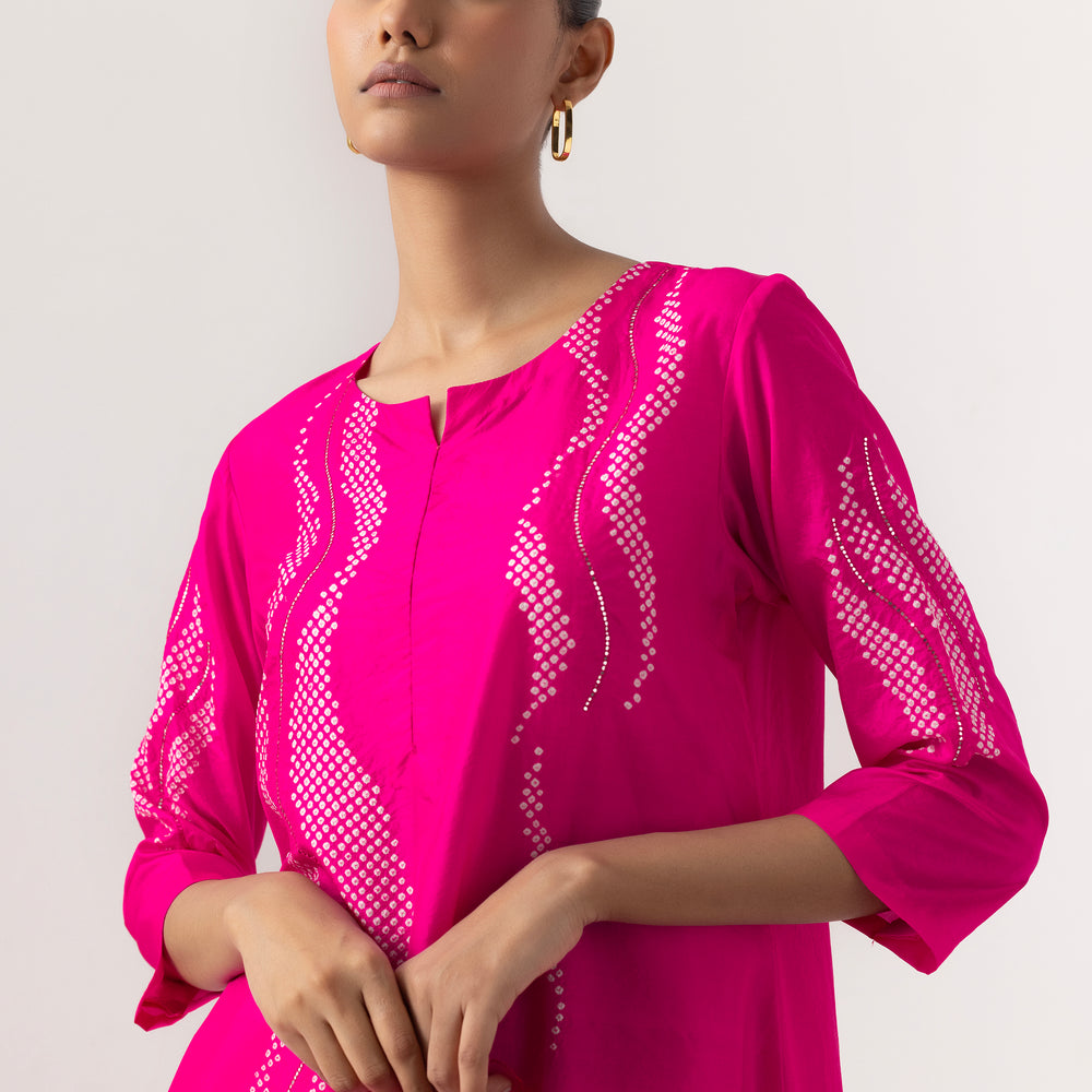 
                      
                        Bandhani Wave Suit Set By Naina Jain
                      
                    