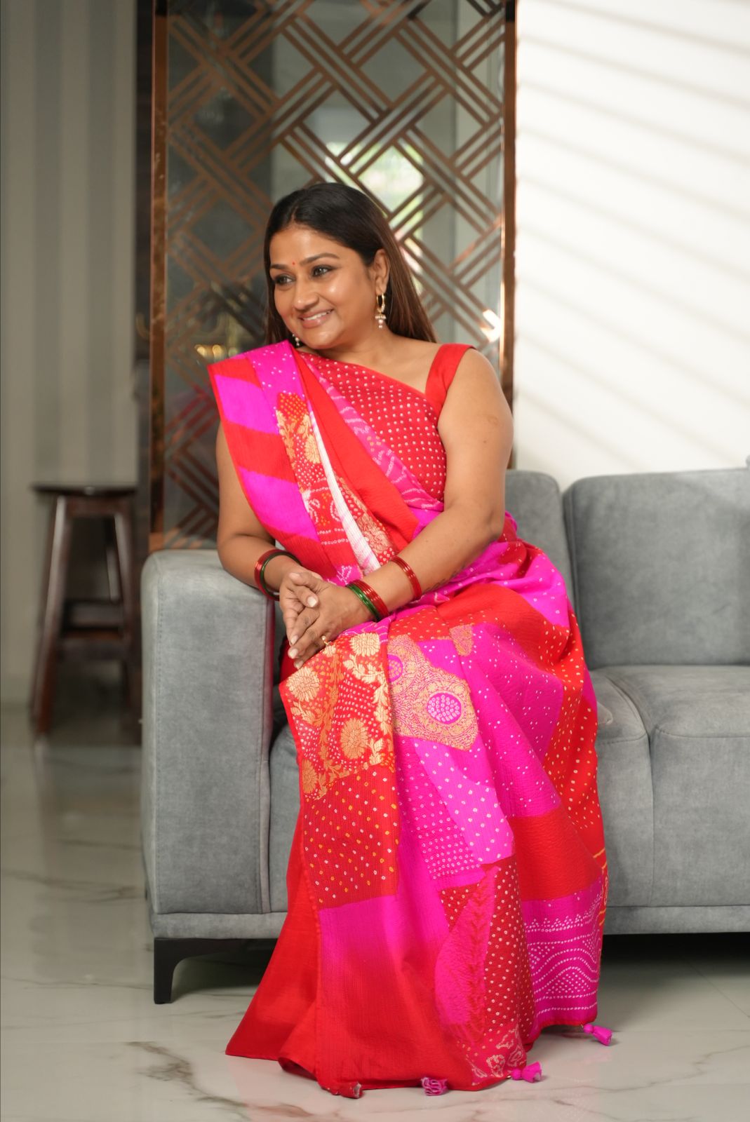 Boro Saree - Rani Red – Naina Jain