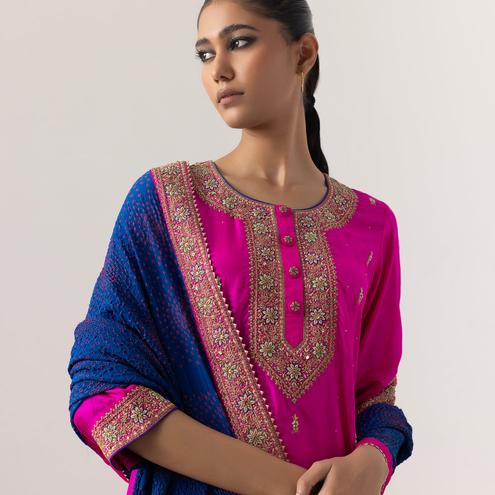 Zardozi Bandhani Suit Set By Naina Jain-Rani