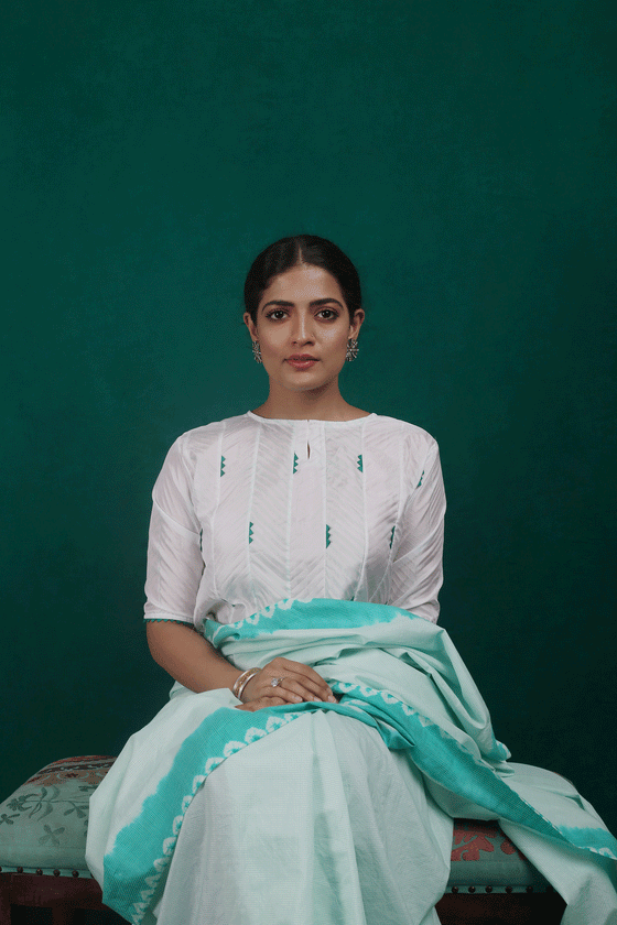 Pure Silk Saree with Bandhani Edging - Green