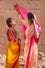 Peach Silk Saree with Colour Blocked Palla