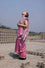 Bandhani on Linen Saree in Onion Pink