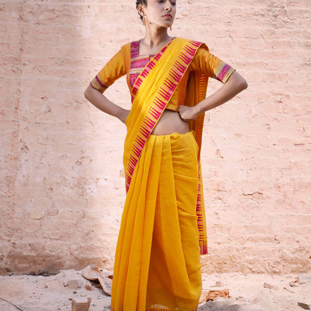 
                      
                        Chanderi Tissue Saree with Thread Embroidery - Haldi Yellow
                      
                    