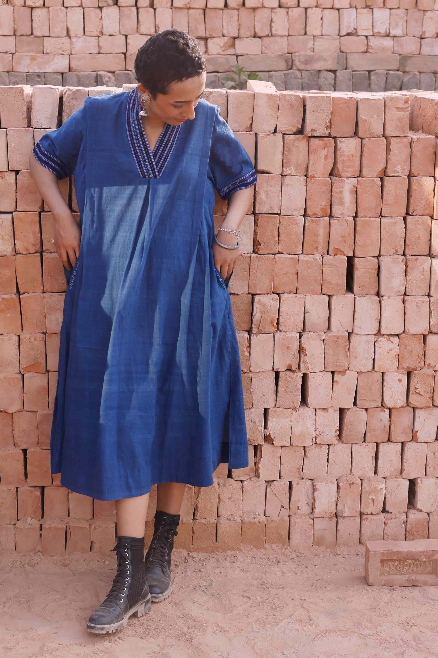 Bengal Cotton Dress - Ink Blue