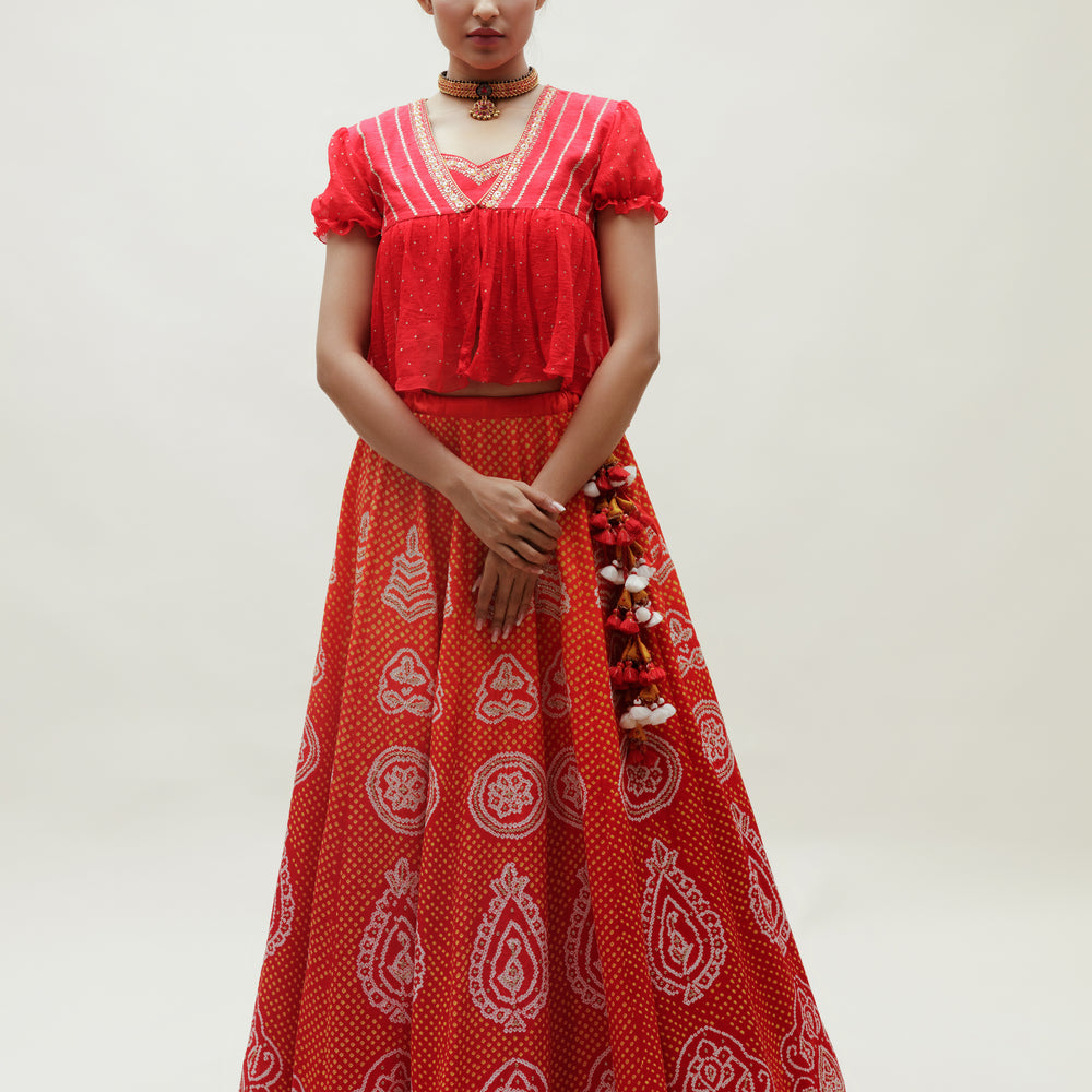 Adya Lehenga - Red