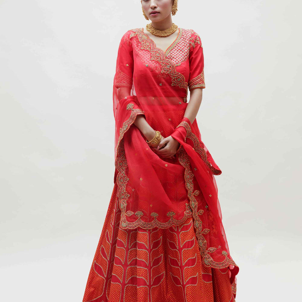 Ekam Lehenga - Red