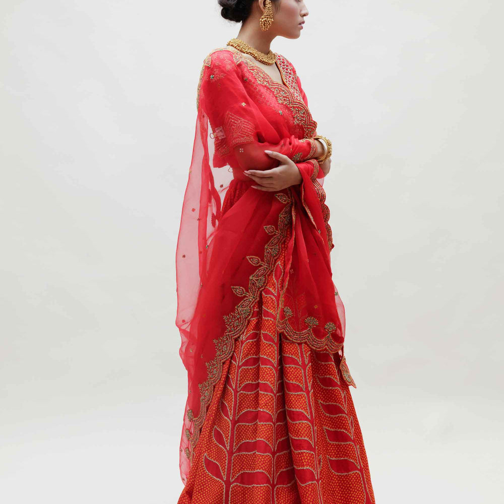 Ekam Lehenga - Red