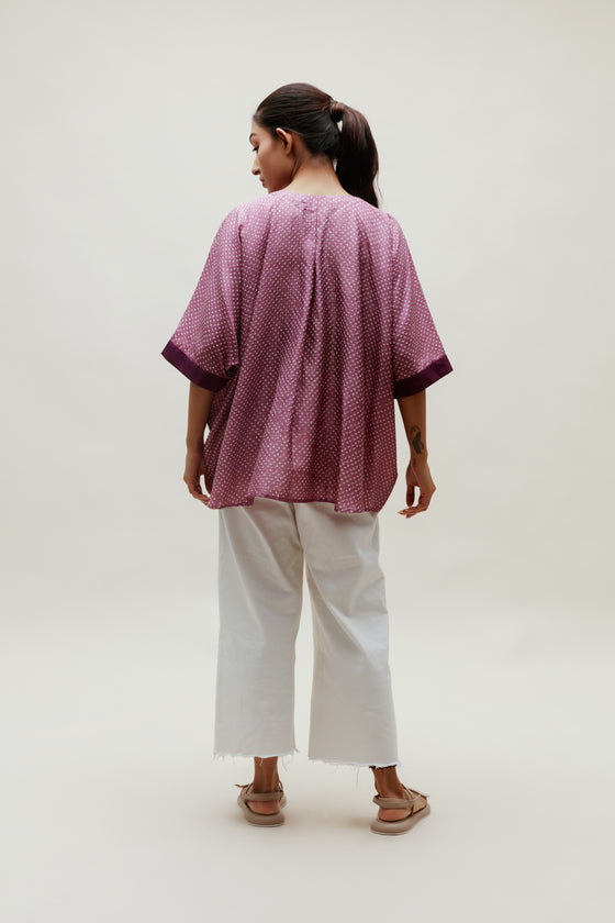 Mauve Bandhani on Silk Shirt