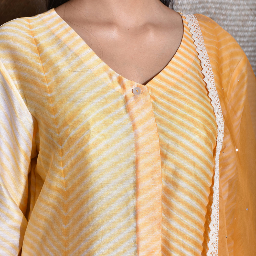 
                      
                        Arashi Chanderi Suit Set in Yellow
                      
                    