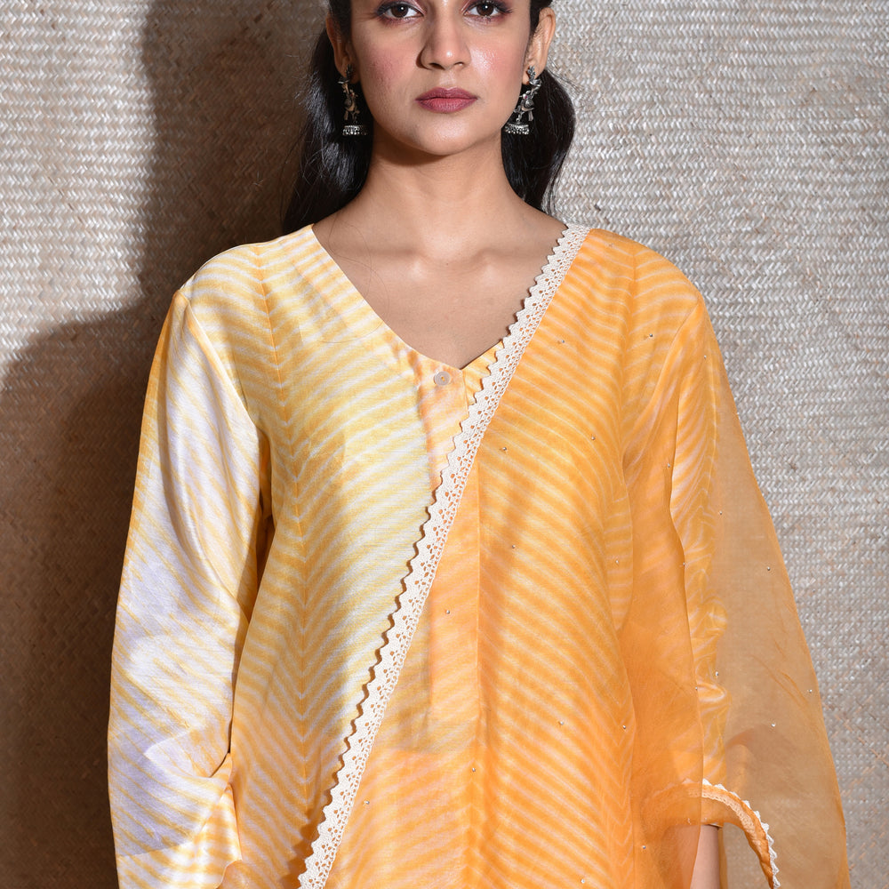 
                      
                        Arashi Chanderi Suit Set in Yellow
                      
                    