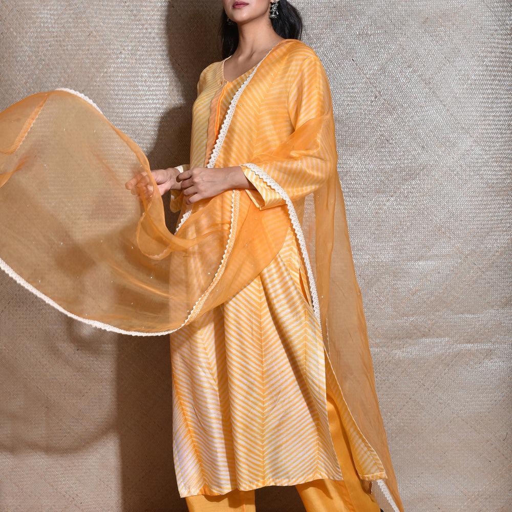 
                      
                        Arashi Chanderi Suit Set in Yellow
                      
                    