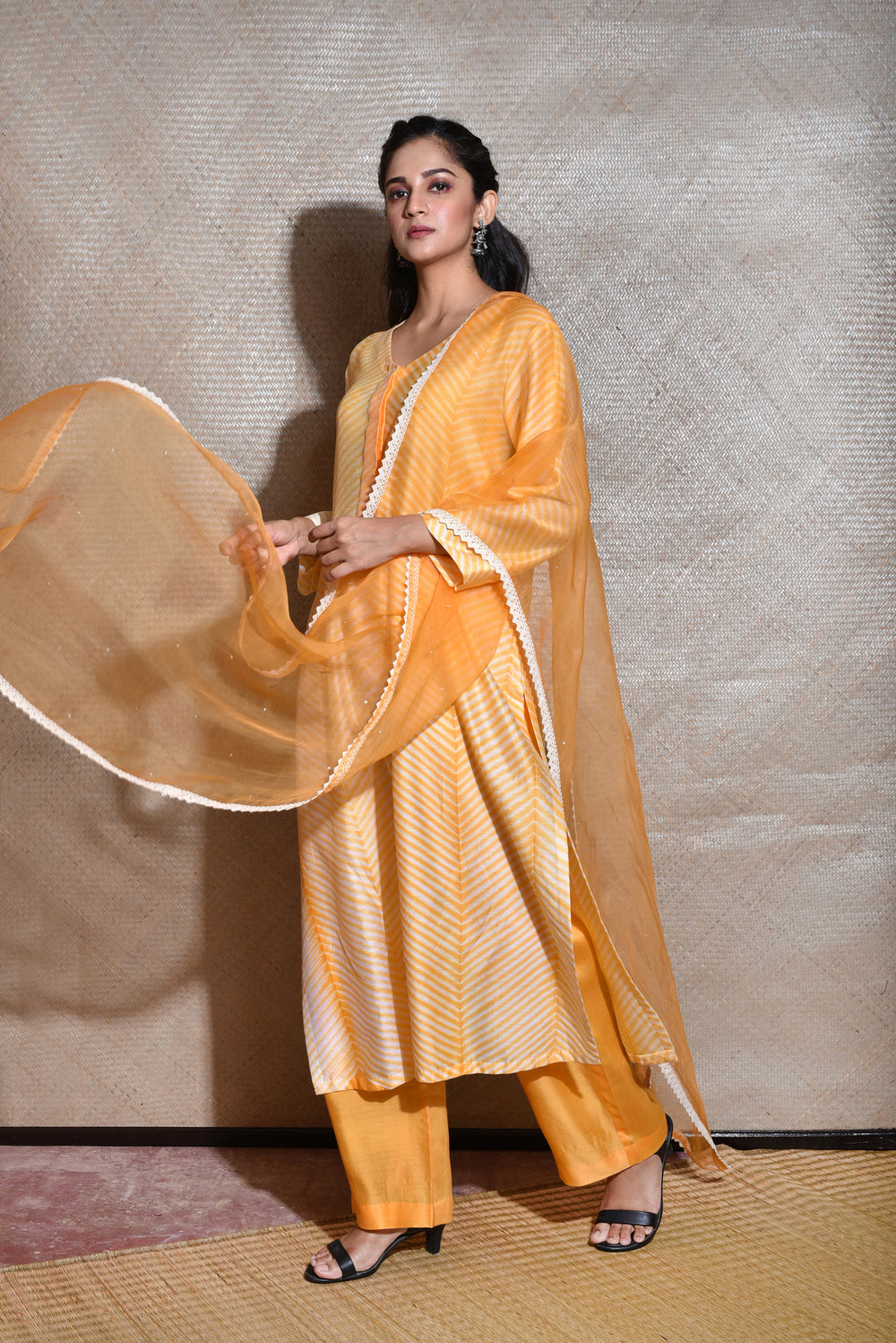 Arashi Chanderi Suit Set in Yellow