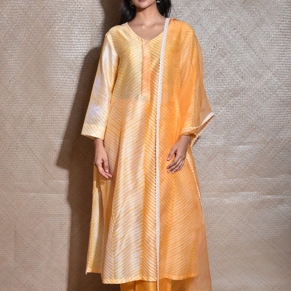 
                      
                        Arashi Chanderi Suit Set in Yellow
                      
                    