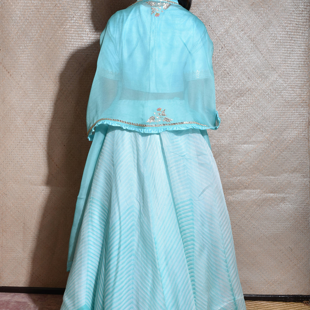 
                      
                        Arashi Organza Gota Patti Lehenga Set - Sky Blue
                      
                    