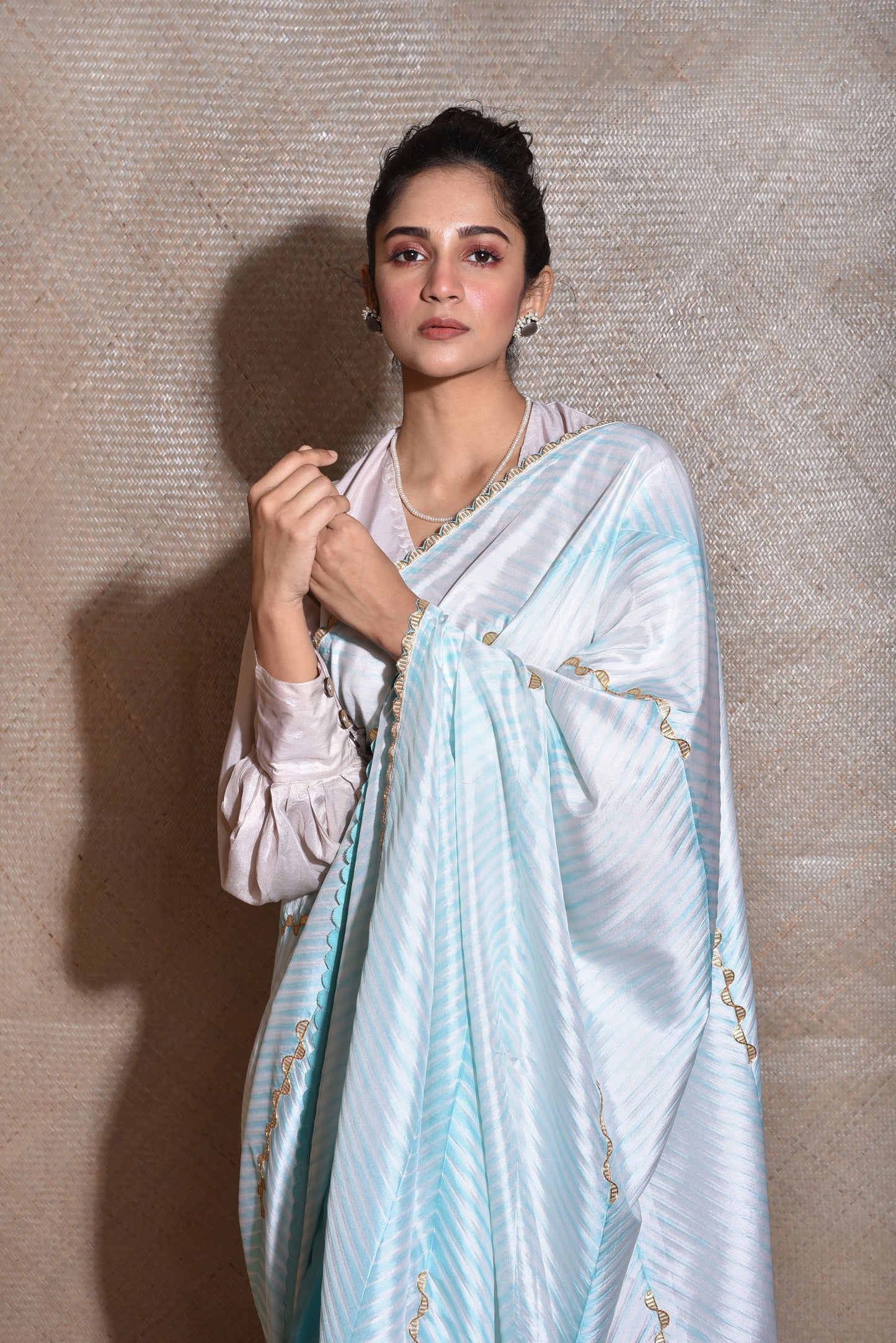 Arashi on Pure Silk Saree with Gota Patti - Sky Blue