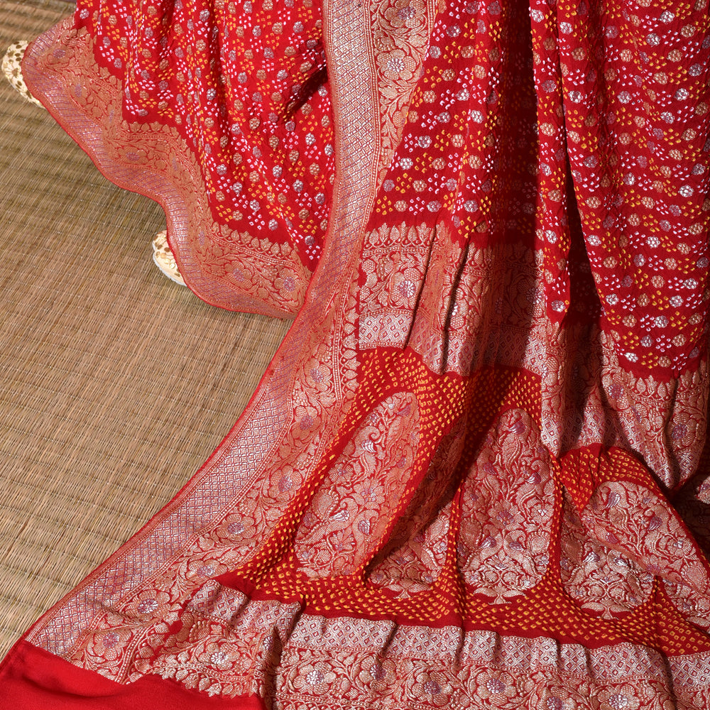 
                      
                        Banarasi Bandhani Saree-Red
                      
                    