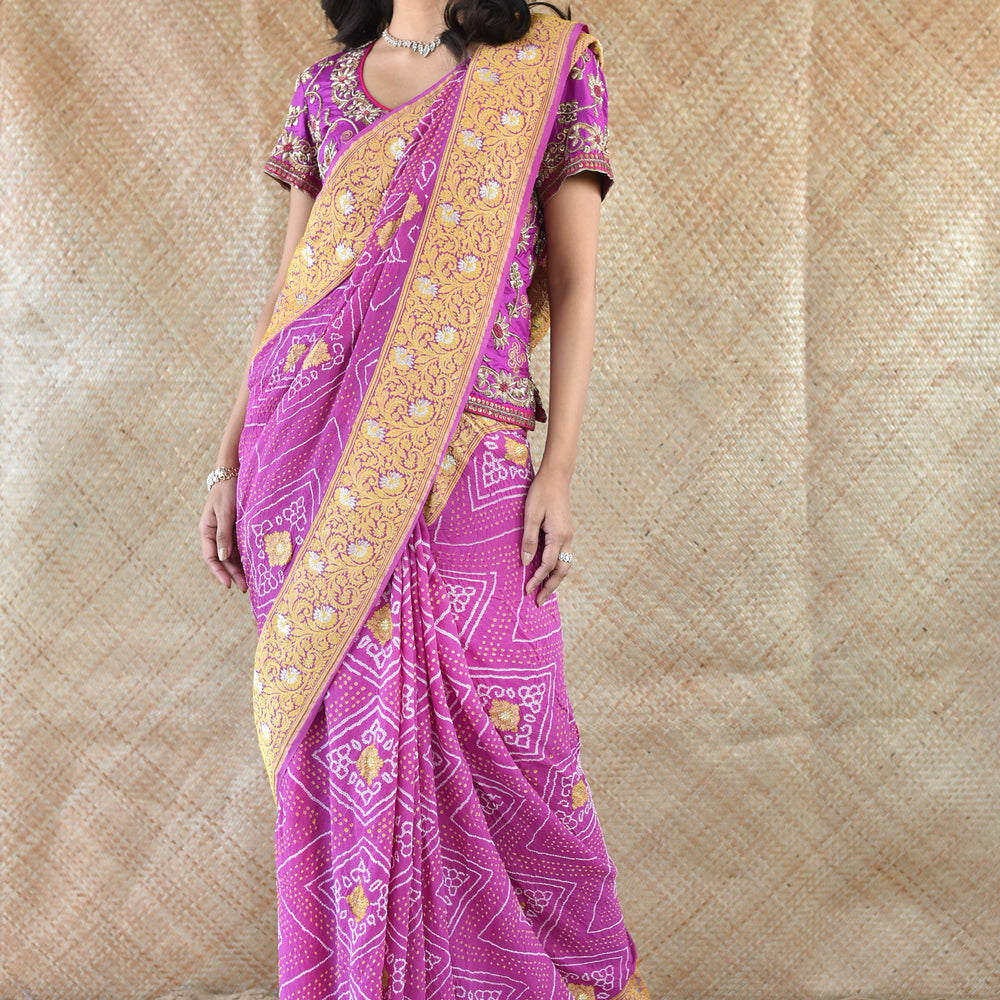 
                      
                        Banarasi Bandhani  Saree In Purple 
                      
                    