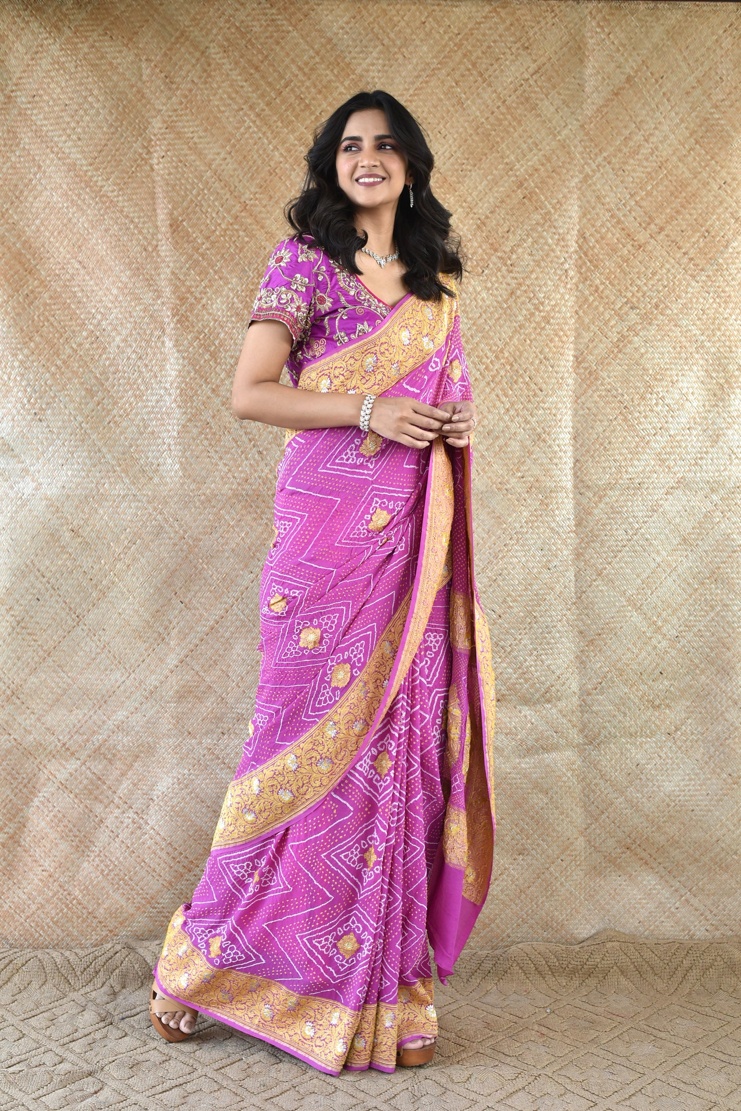 Banarasi Bandhani  Saree In Purple 