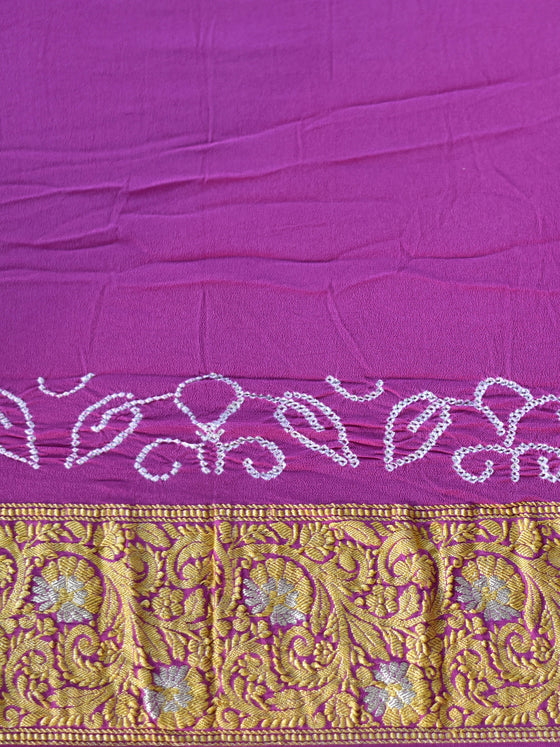 Banarasi Bandhani  Saree In Purple 