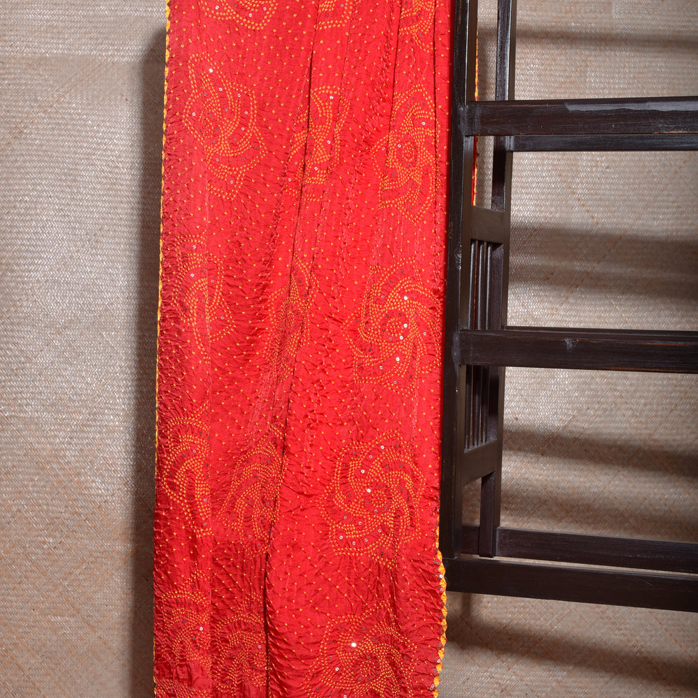 
                      
                        Bandhani on Gaji Silk Dupatta -Red
                      
                    